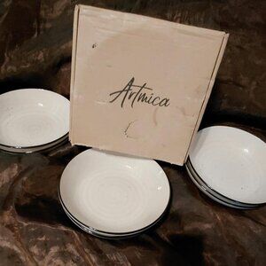 NWDB Set of 6 Artmica Gray Speckled Stoneware Dinner Bowls